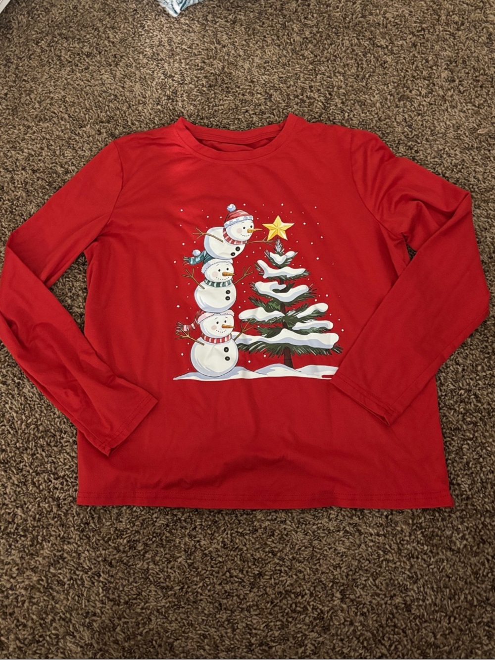 Kids Red Snowman Graphic Long-Sleeve Shirt - Picture 4 of 4